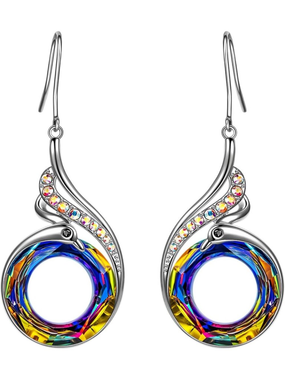 Rise From the Ashes Phoenix Dangle Earrings - Sparkling Austrian Crystal Jewelry